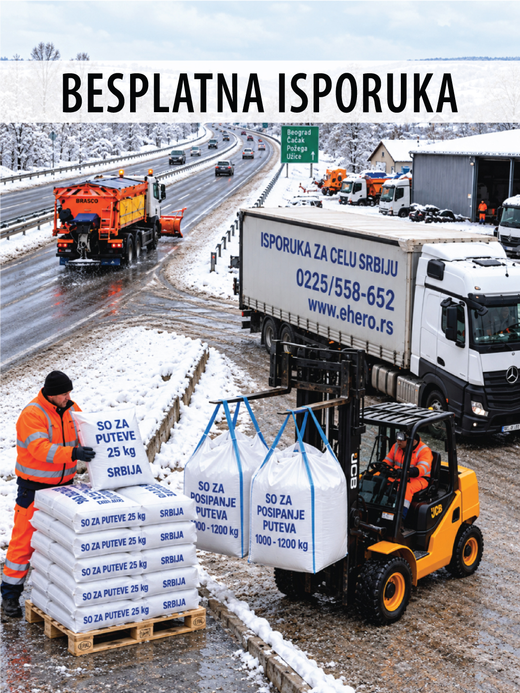 So za posipanje puteva šleper 2400kg besplatna isporuka So za posipanje puteva šleper 2400kg besplatna isporuka